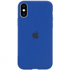 Чехол silicone case for iPhone XS Max с микрофиброй и закрытым низом Royal blue