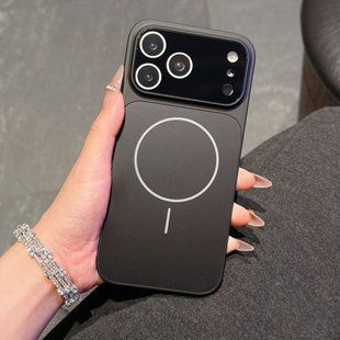 Чехол для Iphone 16 Pro Стеклянный матовый + стекло на камеру Nofelet AG Glass Case with Magsafe Black