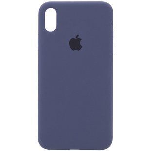 Чехол silicone case for iPhone X/XS с микрофиброй и закрытым низом Midnight Blue