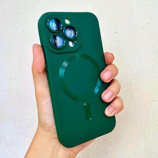 Чехол для iPhone 13 Pro Sapphire Matte with MagSafe + стекло на камеру Dark green