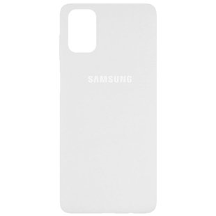 Чехол для Samsung Galaxy M51 Silicone Full Белый / White с закрытым низом и микрофиброй