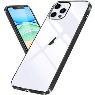 Прозорий силіконовий чохол з глянсовою окантовкою для Apple iPhone 12 Pro Max (6.7 ") (Чорний)