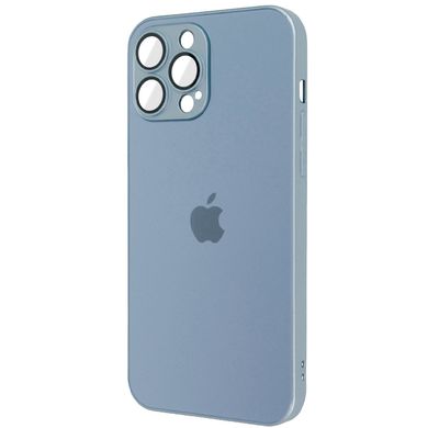 Чехол для Iphone 11 Pro Max Стеклянный матовый + стекло на камеру TPU+Glass Sapphire matte case Sierra Blue