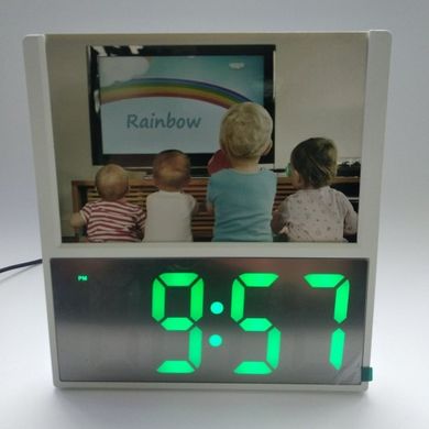Електронні провідні настільні цифрові годинник DS 6608 з фоторамкою Білі зелене підсвічування