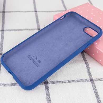 Чехол silicone case for iPhone 7/8 с микрофиброй и закрытым низом Синий / Navy Blue