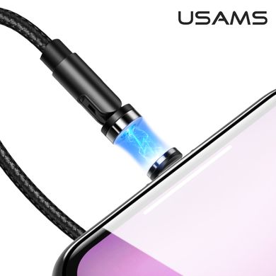 Кабель USAMS Lightning 180° Rotatable Magnetic Charging Cable U59 US-SJ472 |1m, 2.4A| Black, Black