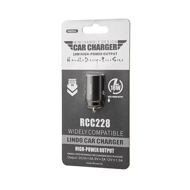 Адаптер автомобільний REMAX Lindo PD-Fast charger RCC228 | Type-C, PD / 18W | black