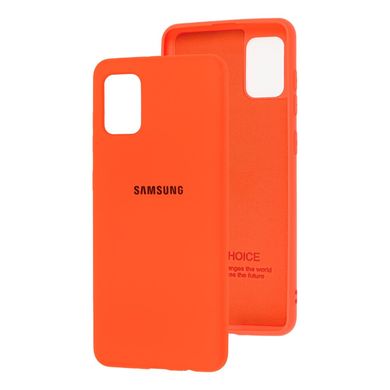Чехол для Samsung Galaxy A31 (A315) Silicone Full оранжевый c закрытым низом и микрофиброю