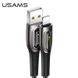 Кабель USAMS Lightning Smart Power Off Cable Raydan Series US-SJ470 |2m, 2.4A| Black, Black
