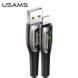 Кабель USAMS Lightning Smart Power Off Cable Raydan Series US-SJ470 |2m, 2.4A| Black, Black
