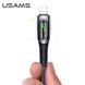 Кабель USAMS Lightning Smart Power Off Cable Raydan Series US-SJ470 |2m, 2.4A| Black, Black