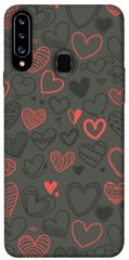 Чехол для Samsung Galaxy A20s PandaPrint Милые сердца паттерн