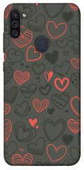 Чехол для Samsung Galaxy M11 PandaPrint Милые сердца паттерн