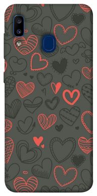 Чехол для Samsung Galaxy A20 / A30 PandaPrint Милые сердца паттерн