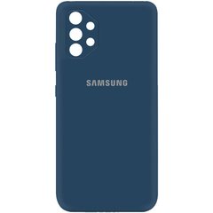 Чехол для Samsung Galaxy A72 4G / A72 5G Silicone Full camera закрытый низ + защита камеры Синий / Navy blue