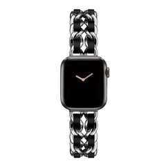 Ремінець для Apple Watch 42/44/45mm Chanel Leather Silver/Black