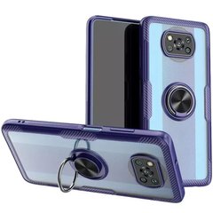 TPU+PC чехол Deen CrystalRing for Magnet (opp) для Xiaomi Poco X3 NFC (Бесцветный/Темно-синий)