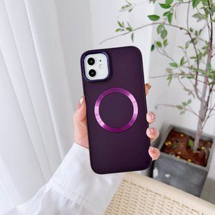 Чехол для iPhone 14 Pro Matte Colorful Metal Frame MagSafe Deep Purple