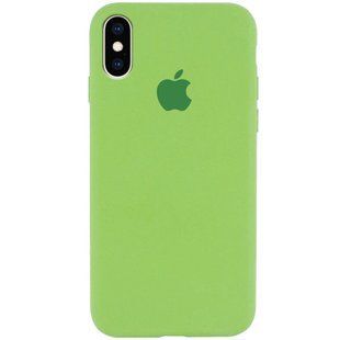 Чехол silicone case for iPhone X/XS с микрофиброй и закрытым низом Mint