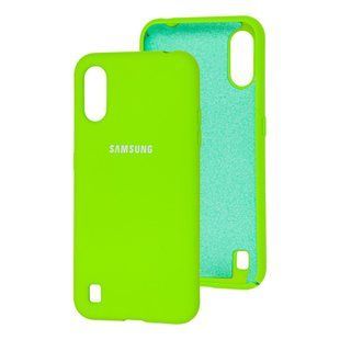 Чохол для Samsung Galaxy A01 (A015) Silicone Full зелений з закритим низом і мікрофіброю