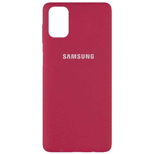 Чехол для Samsung Galaxy M51 Silicone Full Красный / Rose Red с закрытым низом и микрофиброй