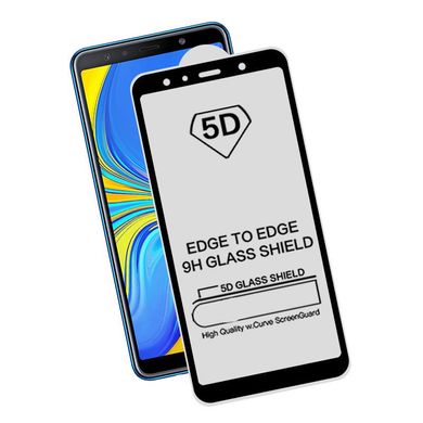 5D скло для Samsung Galaxy A7 2018 Black Повний клей / Full Glue
