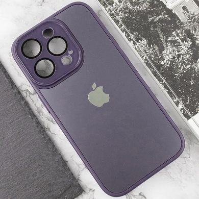 Чехол для iPhone 13 Pro Стеклянный матовый + стекло на камеру с микрофиброй TPU+Glass Sapphire Midnight Deep Purple