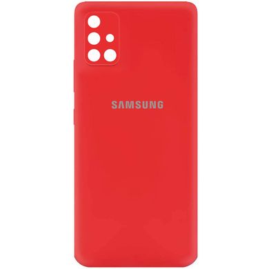 Чехол для Samsung Galaxy A71 Silicone Full camera закрытый низ + защита камеры Красный / Red