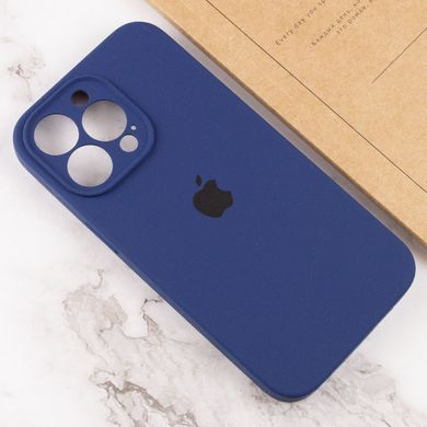 Чохол для Apple iPhone 13 Pro Max Silicone Full camera закритий низ + захист камери / Синій / Deep navy