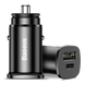 Автомобильное зарядное устройство Baseus Square metal A+C 30W PPS QC4.0+ (USB+Type-C, 5A) Black, Черный