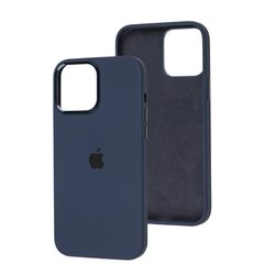 Чехол для iPhone 13 Pro Silicone Case Full (Metal Frame and Buttons) с металической рамкой и кнопками Midnight Blue