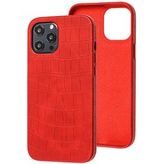 Кожаный чехол Croco Leather для Apple iPhone 12 Pro / 12 (6.1"") Red