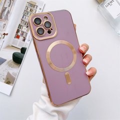 Чехол для iPhone 14 Pro Gold Plating with Magsafe + стекло на камеру Dasheen