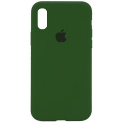 Чехол silicone case for iPhone X/XS с микрофиброй и закрытым низом Virid / Темно - зеленый