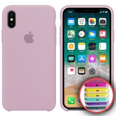 Чехол silicone case for iPhone XS Max с микрофиброй и закрытым низом Pink Sand