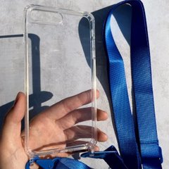 Чехол для iPhone 7 Plus/8 Plus прозрачный с ремешком Blue Cobalt
