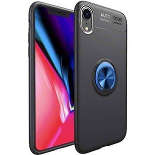 TPU чохол Deen ColorRing під магнітний тримач (opp) для Apple iPhone XR (6.1 "") Чорний / Синій