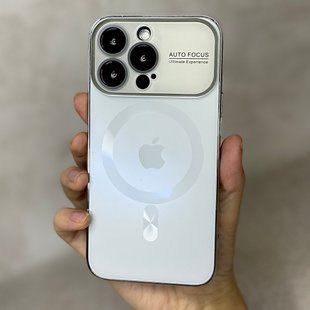 Чохол для iPhone 14 Pro Max Скляний матовий + скло на камеру Camera Lens Glass matte case with Magsafe White