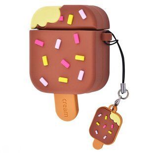 Силиконовый футляр Ice Cream series для наушников AirPods (Мороженое на палочке / Коричневый)