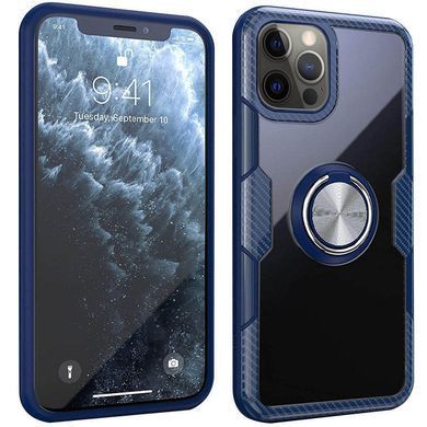 TPU+PC чехол Deen CrystalRing for Magnet (opp) для Apple iPhone 13 Pro (6.1"") Бесцветный / Темно-синий