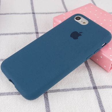 Чехол silicone case for iPhone 7/8 с микрофиброй и закрытым низом Синий / Cosmos Blue