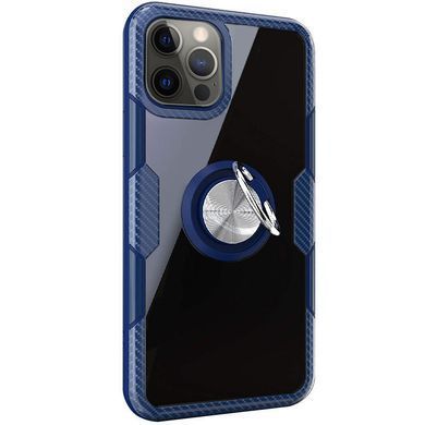 TPU+PC чехол Deen CrystalRing for Magnet (opp) для Apple iPhone 13 Pro (6.1"") Бесцветный / Темно-синий