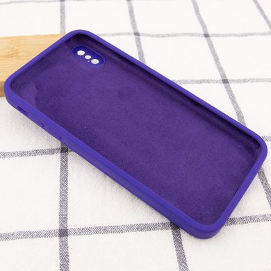 Чехол для iPhone X/Xs Silicone Full camera закрытый низ + защита камеры (Фиолетовый / Ultra Violet) квадратные борты
