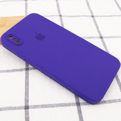 Чехол для iPhone X/Xs Silicone Full camera закрытый низ + защита камеры (Фиолетовый / Ultra Violet) квадратные борты