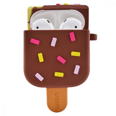 Силіконовий футляр Ice Cream series для навушників AirPods (Морозиво на паличці / Коричневий)