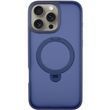 TPU+PC чохол Metal Buttons with MagSafe Colorful HQ Ring для Apple iPhone 16 Pro Max (Dark Blue)