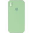 Чохол для iPhone X/Xs Silicone Full camera закритий низ + захист камери (М'ятний/ Mint) квадратні борти