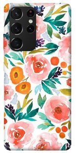 Чохол для Samsung Galaxy S21 Ultra PandaPrint Акварельні квіти 2 квіти