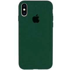 Чехол silicone case for iPhone XS Max с микрофиброй и закрытым низом Forest green