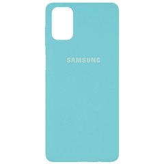 Чехол для Samsung Galaxy M51 Silicone Full Бирюзовый / Ice Blue с закрытым низом и микрофиброй